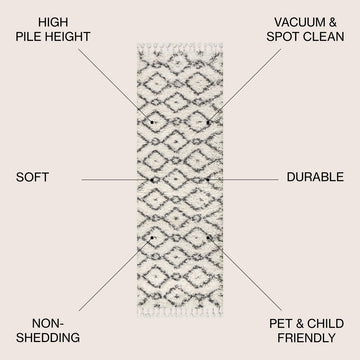Mercer Shag Plush Tassel Moroccan Diamond Area Rug
